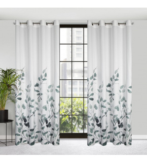 Zasłona MARIKA z przelotkami i nadrukiem kwiatowym kolor Biały 140x250cm