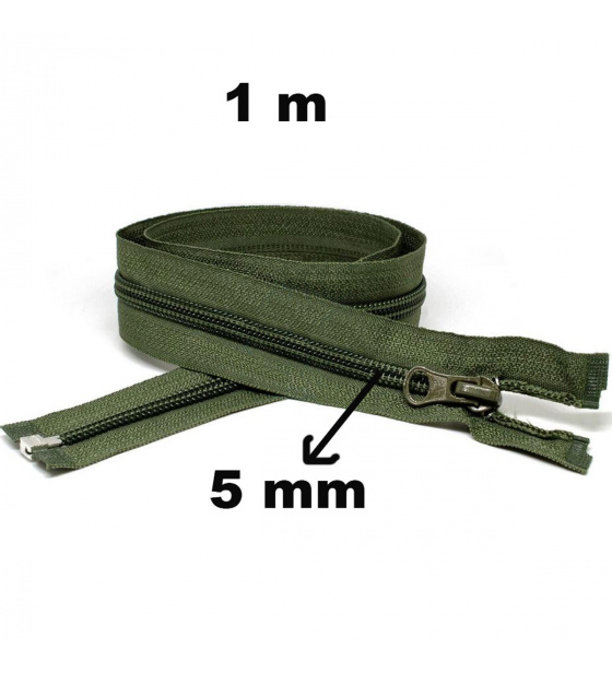 Zamek spiralny kolor Khaki, 5 mm (100 cm)