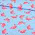 Tkanina bawełniana wzór różowy Flamingo na niebieskim tle