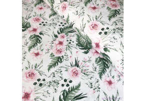 Tkanina bawełniana wzór różowe bukiety kwiatów
