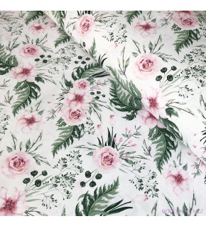 Tkanina bawełniana wzór różowe bukiety kwiatów