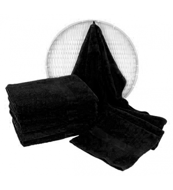 Czarny ręcznik frotte Darsi - 50x100 cm