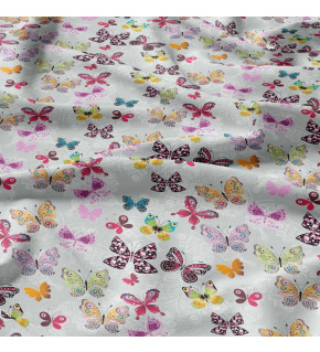 Tkanina bawełniana wzór motyle na szarym tle