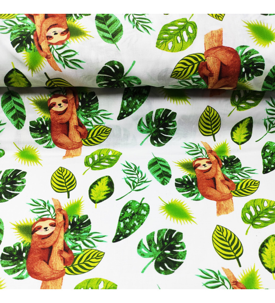 Dekorační dětská bavlněná látka vzor Opice na bílém