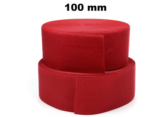 Taśma rzep (komplet) - Czerwona 100 mm x 25 m