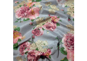 Tkanina bawełniana wzór Kwiaty na Szarym