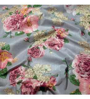 Tkanina bawełniana wzór Kwiaty na Szarym