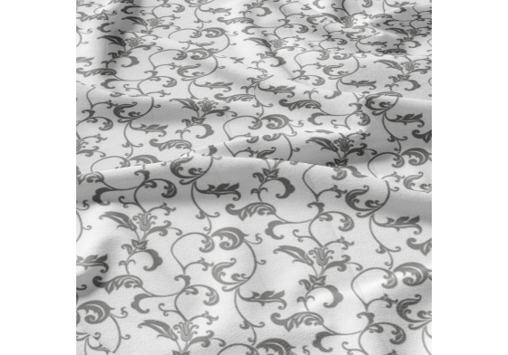 Tkanina bawełniana wzór szary orientalny na bialym tle