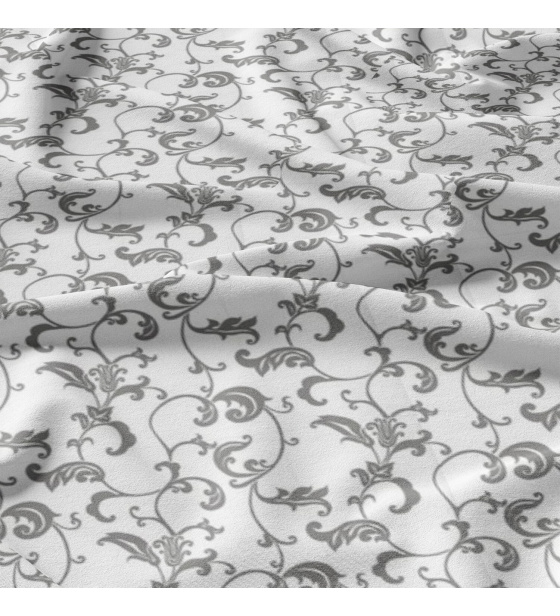 Tkanina bawełniana wzór szary orientalny na bialym tle