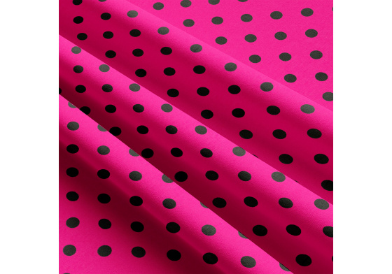 Tkanina bawełniana Czarne groszki 10 mm na Amarantowym tle