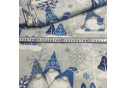 Świąteczna tkanina bawełniana wzór szaro-niebieskie Skrzaty 1450