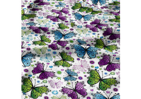 Tkanina bawełniana wzór letnie motyle na białym tle