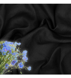 Tkanina lniana naturalna Julia kolor Czarny 154 g/m2 1100