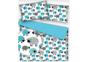Bavlněné látky vzor Ovečky tyrkys na bílém 