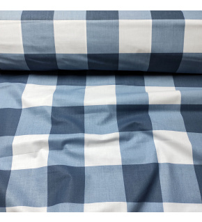 Tkanina bawełniana wzór kostka niebieska 8 cm