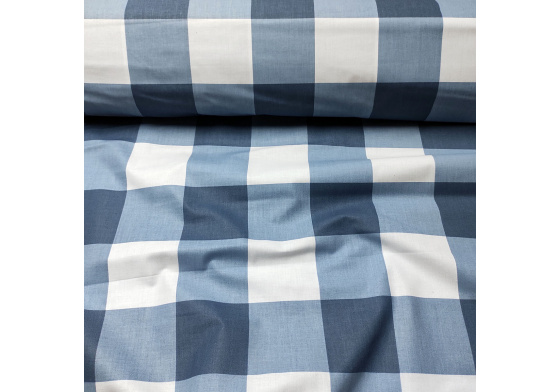 Dětské bavlněné látky, metráž. Kostka 8 cm, Modrá