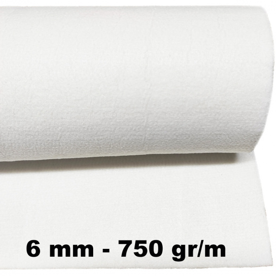 Technický filc 6 mm barva bílá šířka 150 cm