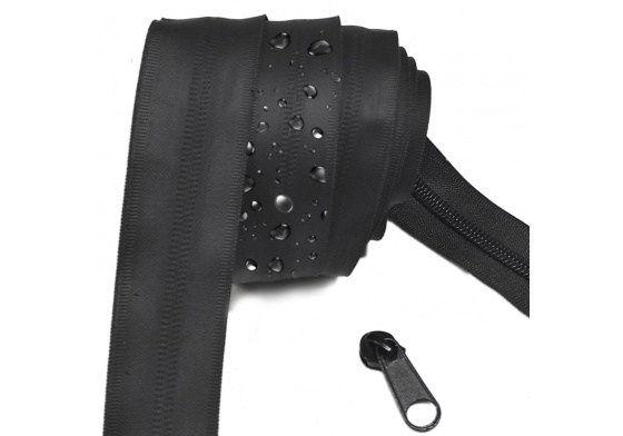 Voděodolný zip spirálový černý 8 mm, metráž